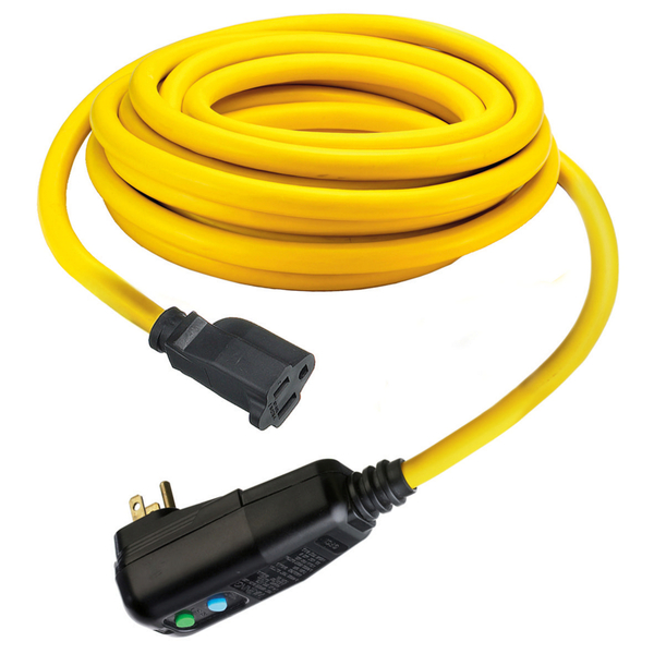 Hubbell Wiring Device-Kellems Circuit Guard® Heavy Duty Single Outlet Portable GFCI Line Cord with Automatic Set, 15A, 120V AC, 25' - 12/3 SJEOW, Yellow GFP25CA